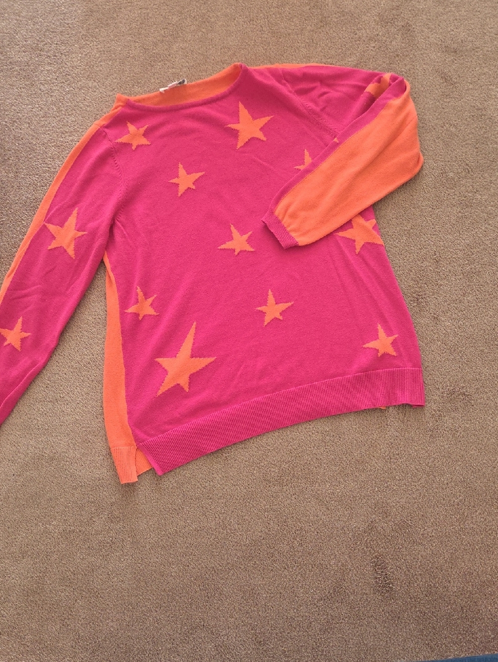 Pink and Orange Star Pattern Sweater - Picture 1 of 3